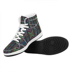 Pixel Ethnic Pattern Print High Top Leather Sneakers