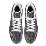 Pixel Ethnic Pattern Print High Top Leather Sneakers