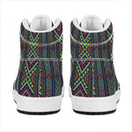 Pixel Ethnic Pattern Print High Top Leather Sneakers