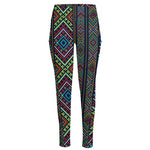 Pixel Ethnic Pattern Print High-Waisted Pocket Leggings