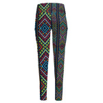 Pixel Ethnic Pattern Print High-Waisted Pocket Leggings