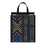 Pixel Ethnic Pattern Print Insulated Lunch Tote