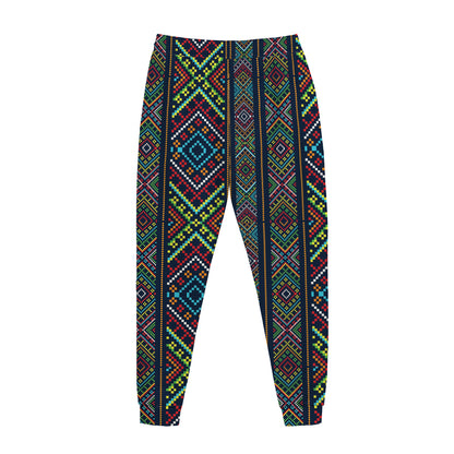 Pixel Ethnic Pattern Print Jogger Pants