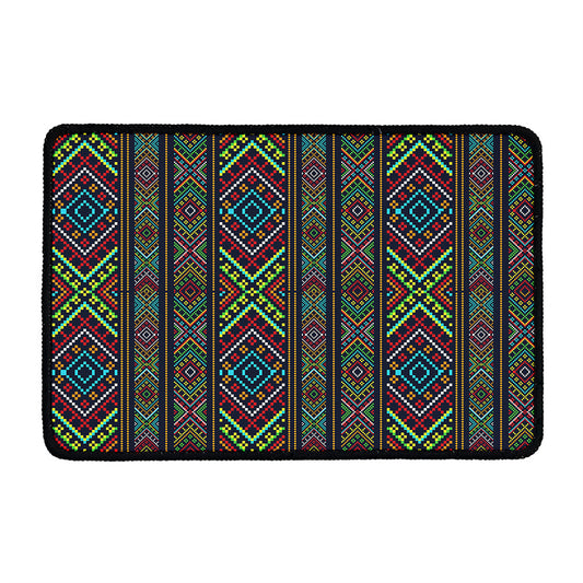 Pixel Ethnic Pattern Print Kitchen Mat
