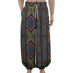 Pixel Ethnic Pattern Print Lantern Pants