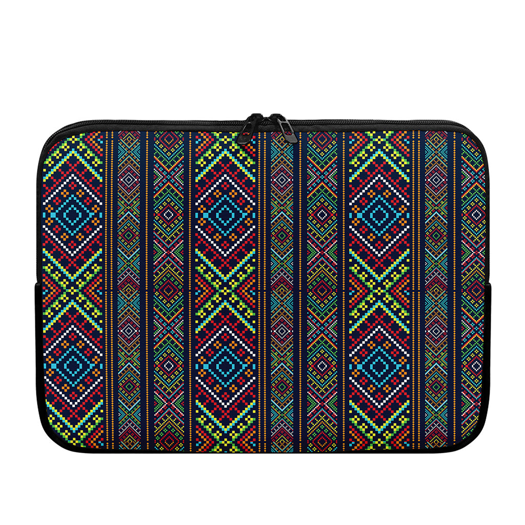 Pixel Ethnic Pattern Print Laptop Sleeve