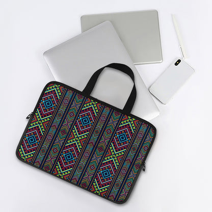 Pixel Ethnic Pattern Print Laptop Sleeve With Handle