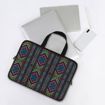 Pixel Ethnic Pattern Print Laptop Sleeve With Handle