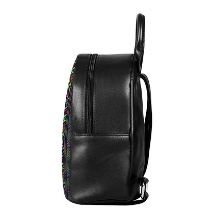 Pixel Ethnic Pattern Print Leather Backpack