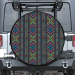 Pixel Ethnic Pattern Print Leather Spare Tire Cover