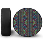 Pixel Ethnic Pattern Print Leather Spare Tire Cover