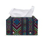 Pixel Ethnic Pattern Print Leather Tissue Box Cover