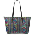 Pixel Ethnic Pattern Print Leather Tote Bag With Zipper