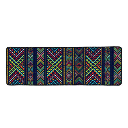 Pixel Ethnic Pattern Print Long Kitchen Mat