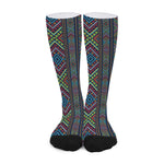 Pixel Ethnic Pattern Print Long Socks