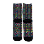 Pixel Ethnic Pattern Print Long Socks