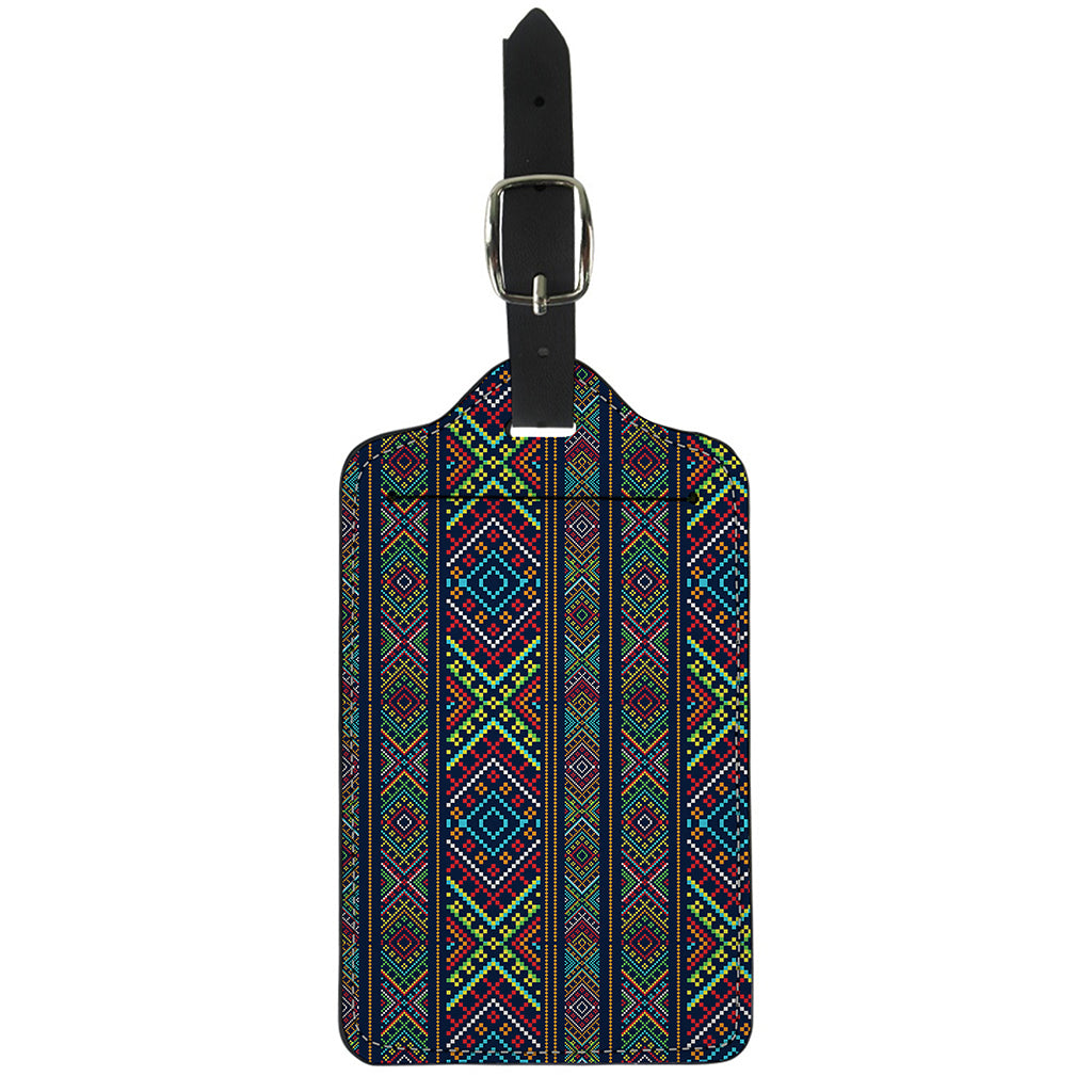 Pixel Ethnic Pattern Print Luggage Tag
