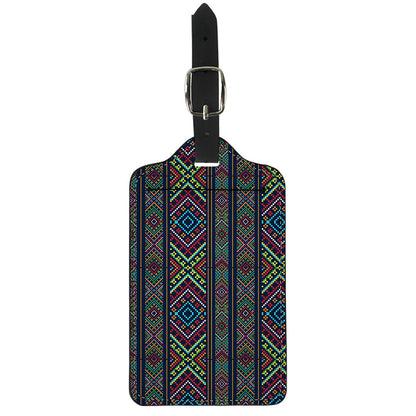 Pixel Ethnic Pattern Print Luggage Tag