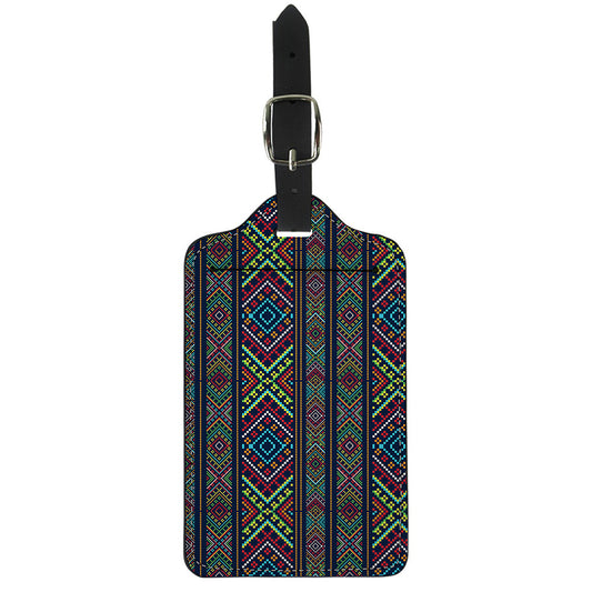 Pixel Ethnic Pattern Print Luggage Tag