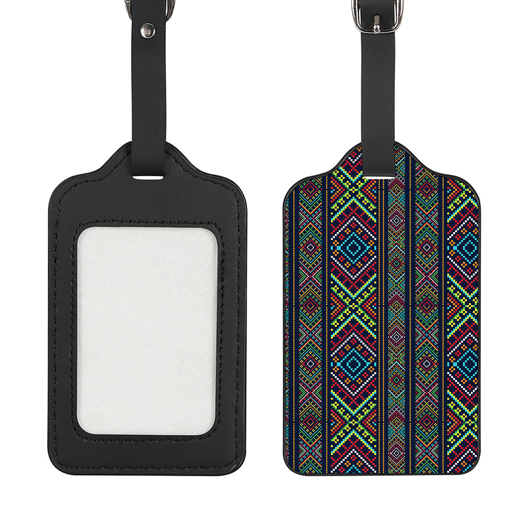 Pixel Ethnic Pattern Print Luggage Tag