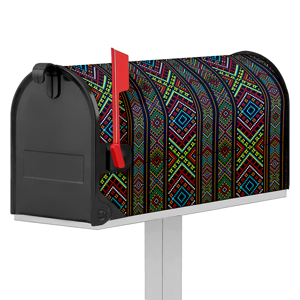 Pixel Ethnic Pattern Print Mailbox Cover