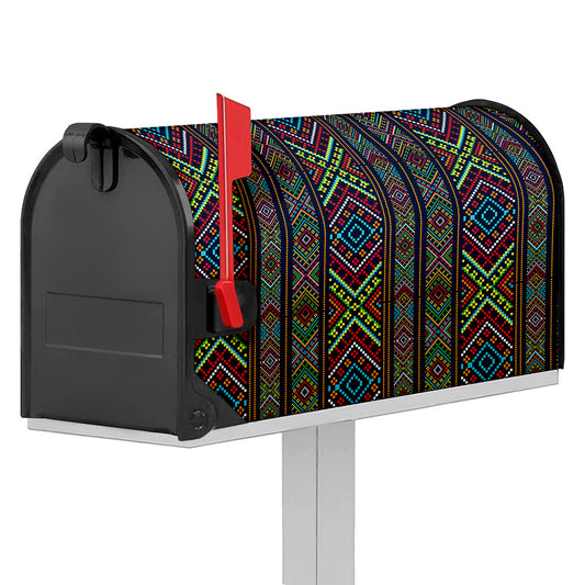 Pixel Ethnic Pattern Print Mailbox Cover