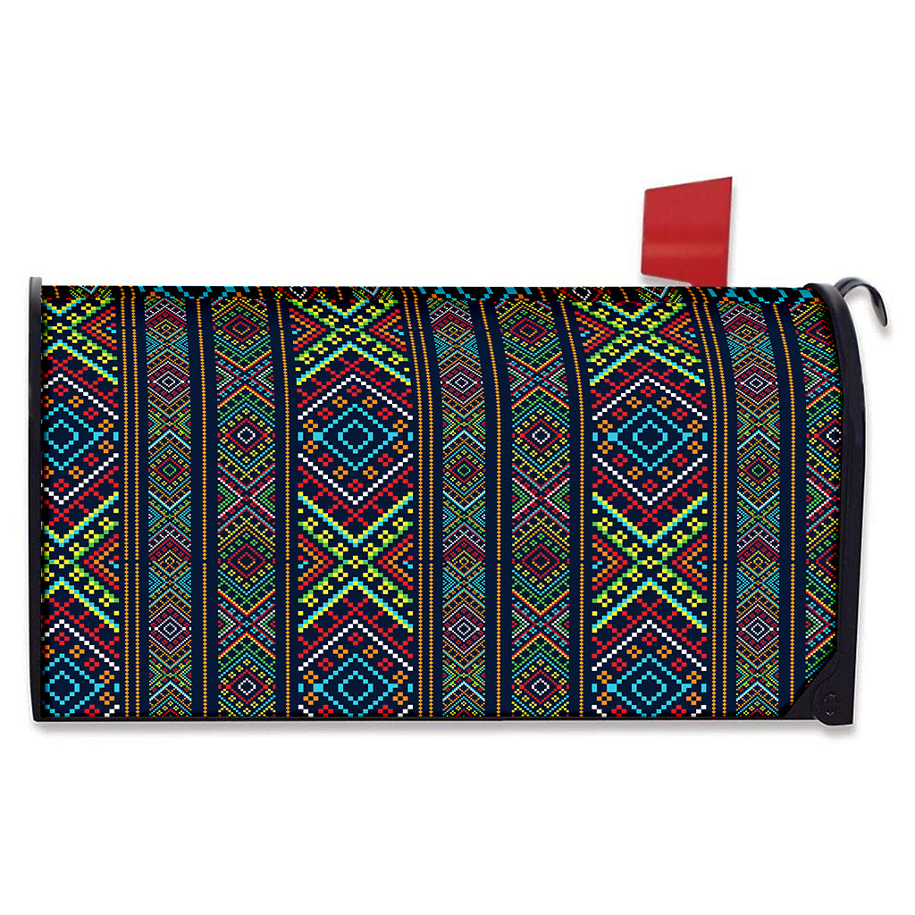 Pixel Ethnic Pattern Print Mailbox Cover