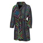Pixel Ethnic Pattern Print Men's Bathrobe