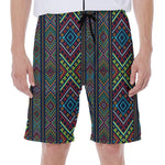Pixel Ethnic Pattern Print Men's Beach Shorts