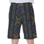 Pixel Ethnic Pattern Print Men's Beach Shorts
