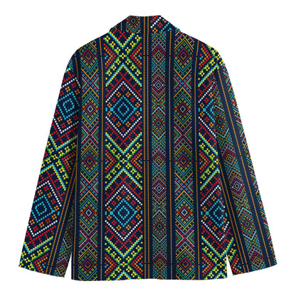 Pixel Ethnic Pattern Print Men's Blazer