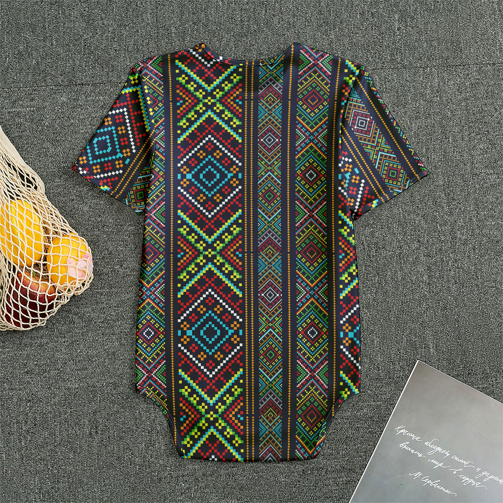 Pixel Ethnic Pattern Print Men's Bodysuit