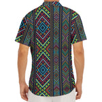 Pixel Ethnic Pattern Print Men's Deep V-Neck Shirt