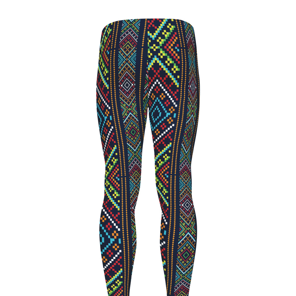 Pixel Ethnic Pattern Print Men's leggings