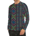 Pixel Ethnic Pattern Print Men's Long Sleeve Rash Guard