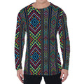 Pixel Ethnic Pattern Print Men's Long Sleeve T-Shirt
