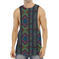 Pixel Ethnic Pattern Print Men's Muscle Tank Top