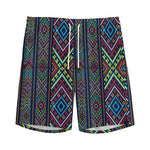 Pixel Ethnic Pattern Print Men's Sports Shorts