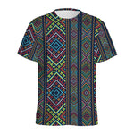 Pixel Ethnic Pattern Print Men's Sports T-Shirt