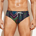 Pixel Ethnic Pattern Print Men's Swim Briefs