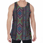 Pixel Ethnic Pattern Print Men's Velvet Tank Top