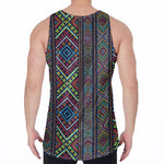 Pixel Ethnic Pattern Print Men's Velvet Tank Top