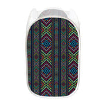 Pixel Ethnic Pattern Print Mesh Laundry Hamper