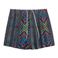 Pixel Ethnic Pattern Print Mesh Shorts
