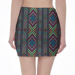 Pixel Ethnic Pattern Print Pencil Mini Skirt