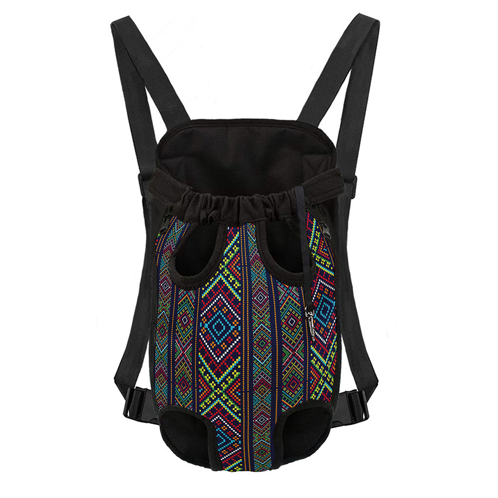 Pixel Ethnic Pattern Print Pet Carrier Backpack