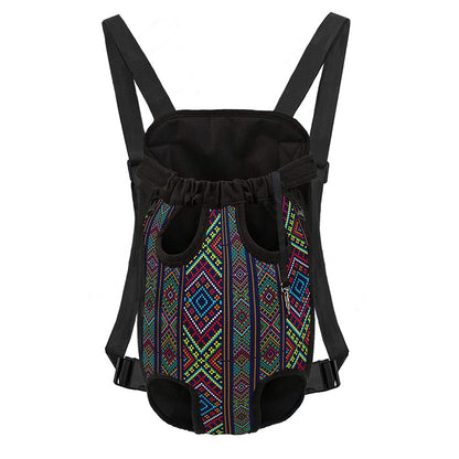 Pixel Ethnic Pattern Print Pet Carrier Backpack