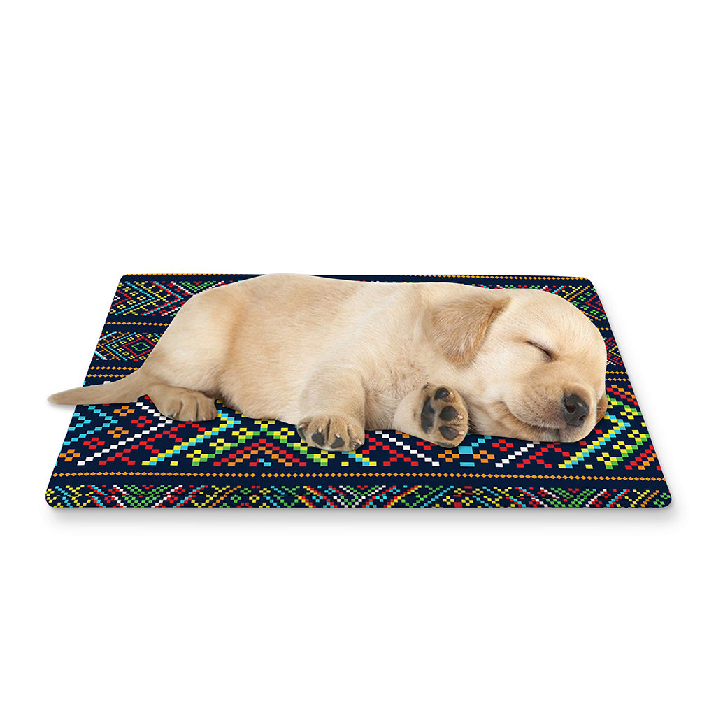 Pixel Ethnic Pattern Print Pet Cooling Mat Cover