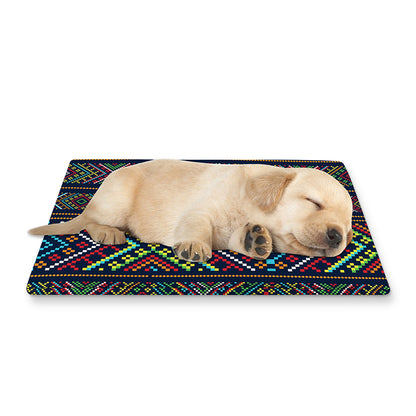 Pixel Ethnic Pattern Print Pet Cooling Mat Cover