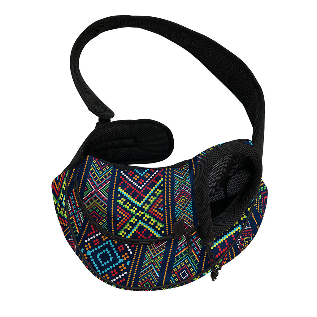 Pixel Ethnic Pattern Print Pet Sling Carrier